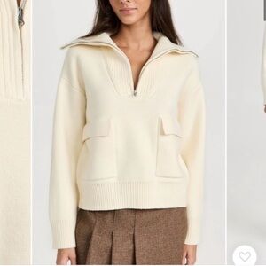Anthropologie Cream Quarter Zip Sweater
